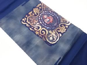 変わり人物に鳥・唐草模様織出し名古屋帯